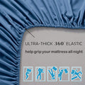 3 Piece Fitted Sheet Set- Fitted Sheet & Pillowcases -Breathable Bedding - Wrinkle, Fade, Stain Resistant- 40cm Deep Pocket Fitted Bed Sheet Set(Navy,Double)