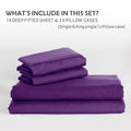 3 Piece Fitted Sheet Set- Fitted Sheet & Pillowcases -Breathable Bedding - Wrinkle, Fade, Stain Resistant- 40cm Deep Pocket Fitted Bed Sheet Set(Purple,Double)