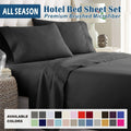 4 Piece Bed Sheet Set- Bedding Sheets & Pillowcases -Breathable Bedding - Wrinkle, Fade, Stain Resistant-Deep Pocket Flat Fitted Bed Sheet Set(Black,Double)