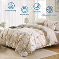 3 Piece Hotel Soft Microfiber Quilt Cover Set-2000TC Duvet/Donna Cover Set & Pillowcases -1 Quilt Cover Zipper Closure & 1 x Pillowcases-Breathable Bedding - Wrinkle, Fade, Stain Resistant(Marble Gleam,King)