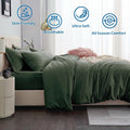 3 Piece Hotel Soft Microfiber Quilt Cover Set-2000TC Duvet/Donna Cover Set & Pillowcases -1 Quilt Cover Zipper Closure & 1 x Pillowcases-Breathable Bedding - Wrinkle, Fade, Stain Resistant(Olive green,King)