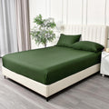 3 Piece Fitted Sheet Set- Fitted Sheet & Pillowcases -Breathable Bedding - Wrinkle, Fade, Stain Resistant- 40cm Deep Pocket Fitted Bed Sheet Set(Olive green,King)