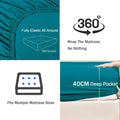 3 Piece Fitted Sheet Set- Fitted Sheet & Pillowcases -Breathable Bedding - Wrinkle, Fade, Stain Resistant- 40cm Deep Pocket Fitted Bed Sheet Set(Biscay blue,King)