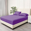 3 Piece Fitted Sheet Set- Fitted Sheet & Pillowcases -Breathable Bedding - Wrinkle, Fade, Stain Resistant- 40cm Deep Pocket Fitted Bed Sheet Set(Purple,King)