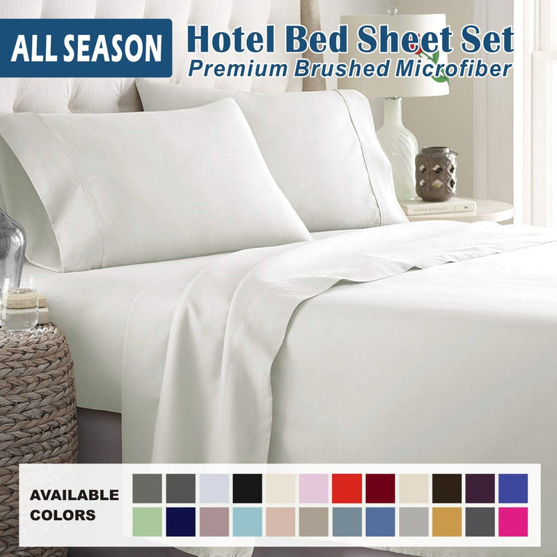 4 Piece Bed Sheet Set- Bedding Sheets & Pillowcases -Breathable Bedding - Wrinkle, Fade, Stain Resistant-Deep Pocket Flat Fitted Bed Sheet Set(Raw white,King)