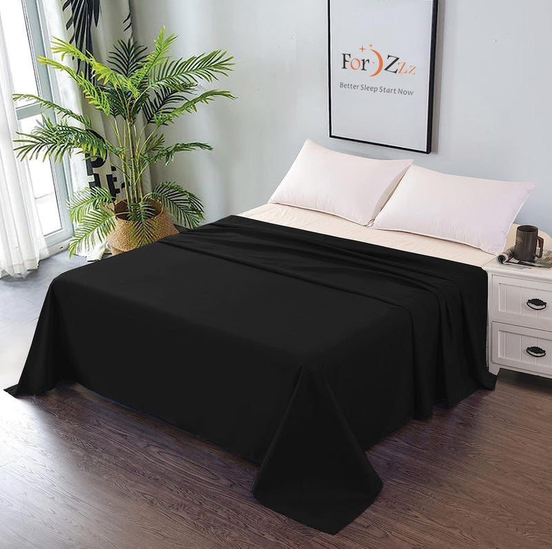 Elegant Comfort Premium Hotel Quality 1-Piece King Flat Sheet, Luxury and Softest 2000 Thread Count Bedding Flat Sheet(King,Black)