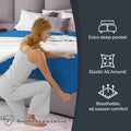 Hotel Quality Fitted Sheet - 1 Piece Fitted Sheet  -Breathable Bedding - Wrinkle, Fade, Stain Resistant- 16inch/40cm Deep Pocket Fitted Bed Sheet-Wrinkle and Fade Resistant,(Ocean,King)