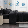 2 Piece Hotel Soft Microfiber Quilt Cover Set-2000TC Duvet/Donna Cover Set & Pillowcases -1 Quilt Cover Zipper Closure & 1 x Pillowcases-Breathable Bedding - Wrinkle, Fade, Stain Resistant(Black,King Single)