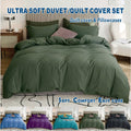 2 Piece Hotel Soft Microfiber Quilt Cover Set-2000TC Duvet/Donna Cover Set & Pillowcases -1 Quilt Cover Zipper Closure & 1 x Pillowcases-Breathable Bedding - Wrinkle, Fade, Stain Resistant(Olive green,King Single)