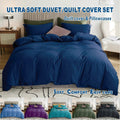 2 Piece Hotel Soft Microfiber Quilt Cover Set-2000TC Duvet/Donna Cover Set & Pillowcases -1 Quilt Cover Zipper Closure & 1 x Pillowcases-Breathable Bedding - Wrinkle, Fade, Stain Resistant(Navy,King Single)