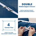 2 Piece Hotel Soft Microfiber Quilt Cover Set-2000TC Duvet/Donna Cover Set & Pillowcases -1 Quilt Cover Zipper Closure & 1 x Pillowcases-Breathable Bedding - Wrinkle, Fade, Stain Resistant(Navy,King Single)