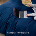 2 Piece Hotel Soft Microfiber Quilt Cover Set-2000TC Duvet/Donna Cover Set & Pillowcases -1 Quilt Cover Zipper Closure & 1 x Pillowcases-Breathable Bedding - Wrinkle, Fade, Stain Resistant(Navy,King Single)