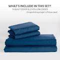 2 Piece Hotel Soft Microfiber Quilt Cover Set-2000TC Duvet/Donna Cover Set & Pillowcases -1 Quilt Cover Zipper Closure & 1 x Pillowcases-Breathable Bedding - Wrinkle, Fade, Stain Resistant(Navy,King Single)