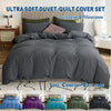 2 Piece Hotel Soft Microfiber Quilt Cover Set-2000TC Duvet/Donna Cover Set & Pillowcases -1 Quilt Cover Zipper Closure & 1 x Pillowcases-Breathable Bedding - Wrinkle, Fade, Stain Resistant(Dark gray,King Single)