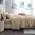2 Piece Hotel Soft Microfiber Quilt Cover Set-2000TC Duvet/Donna Cover Set & Pillowcases -1 Quilt Cover Zipper Closure & 1 x Pillowcases-Breathable Bedding - Wrinkle, Fade, Stain Resistant(Camel Beige,King Single)