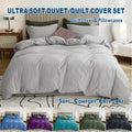 2 Piece Hotel Soft Microfiber Quilt Cover Set-2000TC Duvet/Donna Cover Set & Pillowcases -1 Quilt Cover Zipper Closure & 1 x Pillowcases-Breathable Bedding - Wrinkle, Fade, Stain Resistant(Silver-gray,King Single)