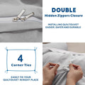 2 Piece Hotel Soft Microfiber Quilt Cover Set-2000TC Duvet/Donna Cover Set & Pillowcases -1 Quilt Cover Zipper Closure & 1 x Pillowcases-Breathable Bedding - Wrinkle, Fade, Stain Resistant(Silver-gray,King Single)