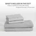 2 Piece Hotel Soft Microfiber Quilt Cover Set-2000TC Duvet/Donna Cover Set & Pillowcases -1 Quilt Cover Zipper Closure & 1 x Pillowcases-Breathable Bedding - Wrinkle, Fade, Stain Resistant(Silver-gray,King Single)