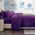 2 Piece Hotel Soft Microfiber Quilt Cover Set-2000TC Duvet/Donna Cover Set & Pillowcases -1 Quilt Cover Zipper Closure & 1 x Pillowcases-Breathable Bedding - Wrinkle, Fade, Stain Resistant(Purple,King Single)