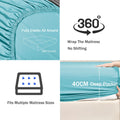 2 Piece Fitted Sheet Set- Fitted Sheet & Pillowcases -Breathable Bedding - Wrinkle, Fade, Stain Resistant- 40cm Deep Pocket Fitted Bed Sheet Set(Ice blue,King Single)