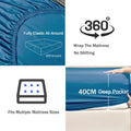 2 Piece Fitted Sheet Set- Fitted Sheet & Pillowcases -Breathable Bedding - Wrinkle, Fade, Stain Resistant- 40cm Deep Pocket Fitted Bed Sheet Set(Ocean,King Single)