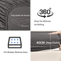 2 Piece Fitted Sheet Set- Fitted Sheet & Pillowcases -Breathable Bedding - Wrinkle, Fade, Stain Resistant- 40cm Deep Pocket Fitted Bed Sheet Set(Dark gray,King Single)