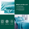 3 Piece Bed Sheet Set- Bedding Sheets & Pillowcases -Breathable Bedding - Wrinkle, Fade, Stain Resistant-Deep Pocket Flat Fitted Bed Sheet Set(Ice Blue,King Single)