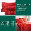 3 Piece Bed Sheet Set- Bedding Sheets & Pillowcases -Breathable Bedding - Wrinkle, Fade, Stain Resistant-Deep Pocket Flat Fitted Bed Sheet Set(Red,King Single)