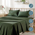 3 Piece Bed Sheet Set- Bedding Sheets & Pillowcases -Breathable Bedding - Wrinkle, Fade, Stain Resistant-Deep Pocket Flat Fitted Bed Sheet Set(Olive green,King Single)