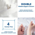 3 Piece Hotel Soft Microfiber Quilt Cover Set-2000TC Duvet/Donna Cover Set & Pillowcases -1 Quilt Cover Zipper Closure & 1 x Pillowcases-Breathable Bedding - Wrinkle, Fade, Stain Resistant(White,Queen)