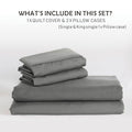 3 Piece Hotel Soft Microfiber Quilt Cover Set-2000TC Duvet/Donna Cover Set & Pillowcases -1 Quilt Cover Zipper Closure & 1 x Pillowcases-Breathable Bedding - Wrinkle, Fade, Stain Resistant(Grey,Queen)