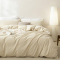 3 Piece Hotel Soft Microfiber Quilt Cover Set-2000TC Duvet/Donna Cover Set & Pillowcases -1 Quilt Cover Zipper Closure & 1 x Pillowcases-Breathable Bedding - Wrinkle, Fade, Stain Resistant(Cream White,Queen)