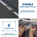 3 Piece Hotel Soft Microfiber Quilt Cover Set-2000TC Duvet/Donna Cover Set & Pillowcases -1 Quilt Cover Zipper Closure & 1 x Pillowcases-Breathable Bedding - Wrinkle, Fade, Stain Resistant(Dark gray,Queen)