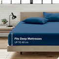 3 Piece Fitted Sheet Set- Fitted Sheet & Pillowcases -Breathable Bedding - Wrinkle, Fade, Stain Resistant- 40cm Deep Pocket Fitted Bed Sheet Set(Navy,Queen)