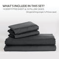 3 Piece Fitted Sheet Set- Fitted Sheet & Pillowcases -Breathable Bedding - Wrinkle, Fade, Stain Resistant- 40cm Deep Pocket Fitted Bed Sheet Set(Dark gray,Queen)