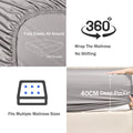 3 Piece Fitted Sheet Set- Fitted Sheet & Pillowcases -Breathable Bedding - Wrinkle, Fade, Stain Resistant- 40cm Deep Pocket Fitted Bed Sheet Set(Silver-gray,Queen)