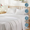 4 Piece Bed Sheet Set- Bedding Sheets & Pillowcases -Breathable Bedding - Wrinkle, Fade, Stain Resistant-Deep Pocket Flat Fitted Bed Sheet Set(White,Queen)