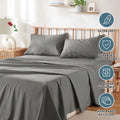 4 Piece Bed Sheet Set- Bedding Sheets & Pillowcases -Breathable Bedding - Wrinkle, Fade, Stain Resistant-Deep Pocket Flat Fitted Bed Sheet Set(Grey,Queen)