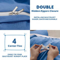 2 Piece Hotel Soft Microfiber Quilt Cover Set-2000TC Duvet/Donna Cover Set & Pillowcases -1 Quilt Cover Zipper Closure & 1 x Pillowcases-Breathable Bedding - Wrinkle, Fade, Stain Resistant(Ocean,Single)