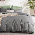 2 Piece Hotel Soft Microfiber Quilt Cover Set-2000TC Duvet/Donna Cover Set & Pillowcases -1 Quilt Cover Zipper Closure & 1 x Pillowcases-Breathable Bedding - Wrinkle, Fade, Stain Resistant(Grey,Single)
