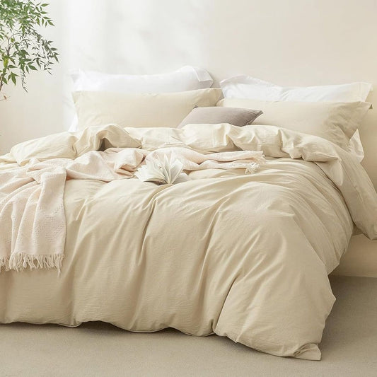 2 Piece Hotel Soft Microfiber Quilt Cover Set-2000TC Duvet/Donna Cover Set & Pillowcases -1 Quilt Cover Zipper Closure & 1 x Pillowcases-Breathable Bedding - Wrinkle, Fade, Stain Resistant(Cream White,Single)