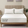 2 Piece Fitted Sheet Set- Fitted Sheet & Pillowcases -Breathable Bedding - Wrinkle, Fade, Stain Resistant- 40cm Deep Pocket Fitted Bed Sheet Set(Raw white,Single)