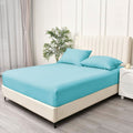 2 Piece Fitted Sheet Set- Fitted Sheet & Pillowcases -Breathable Bedding - Wrinkle, Fade, Stain Resistant- 40cm Deep Pocket Fitted Bed Sheet Set(Ice blue,Single)