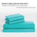 2 Piece Fitted Sheet Set- Fitted Sheet & Pillowcases -Breathable Bedding - Wrinkle, Fade, Stain Resistant- 40cm Deep Pocket Fitted Bed Sheet Set(Ice blue,Single)