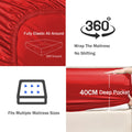 2 Piece Fitted Sheet Set- Fitted Sheet & Pillowcases -Breathable Bedding - Wrinkle, Fade, Stain Resistant- 40cm Deep Pocket Fitted Bed Sheet Set(Red,Single)