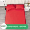 2 Piece Fitted Sheet Set- Fitted Sheet & Pillowcases -Breathable Bedding - Wrinkle, Fade, Stain Resistant- 40cm Deep Pocket Fitted Bed Sheet Set(Red,Single)