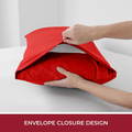 2 Piece Fitted Sheet Set- Fitted Sheet & Pillowcases -Breathable Bedding - Wrinkle, Fade, Stain Resistant- 40cm Deep Pocket Fitted Bed Sheet Set(Red,Single)