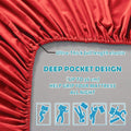 2 Piece Fitted Sheet Set- Fitted Sheet & Pillowcases -Breathable Bedding - Wrinkle, Fade, Stain Resistant- 40cm Deep Pocket Fitted Bed Sheet Set(Red,Single)