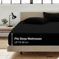 2 Piece Fitted Sheet Set- Fitted Sheet & Pillowcases -Breathable Bedding - Wrinkle, Fade, Stain Resistant- 40cm Deep Pocket Fitted Bed Sheet Set(Black,Single)