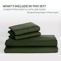 2 Piece Fitted Sheet Set- Fitted Sheet & Pillowcases -Breathable Bedding - Wrinkle, Fade, Stain Resistant- 40cm Deep Pocket Fitted Bed Sheet Set(Olive green,Single)